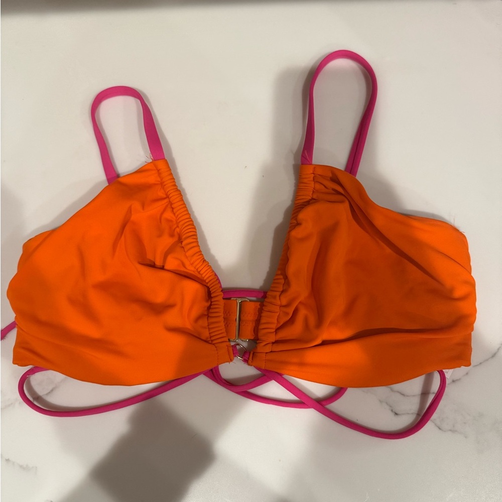 New Vibrant Orange and Pink Bikini Top